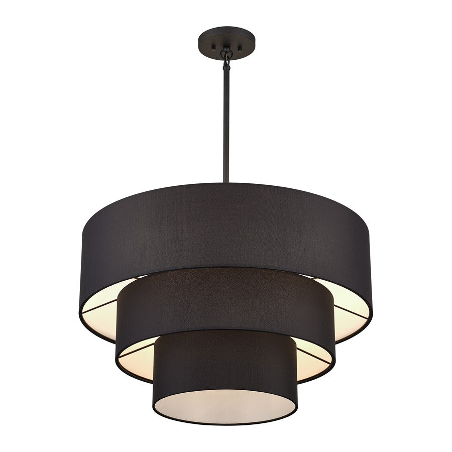 Livex Bainbridge 5Lt Medium Pendant Chandelier, Black/Black/White