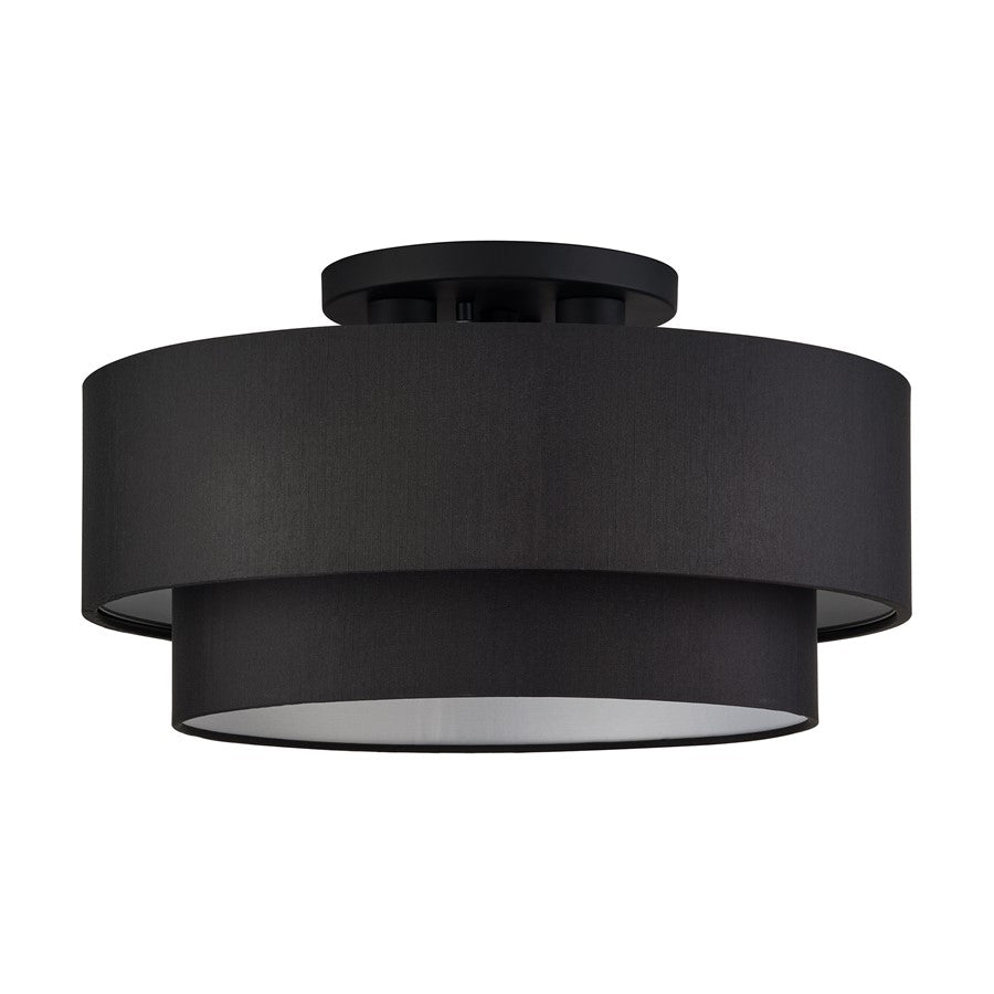 Livex Bainbridge 3Lt Large Semi-Flush, Black/Black/White