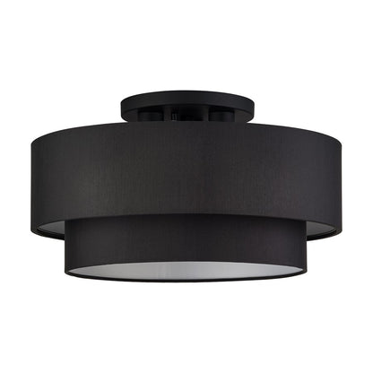 Livex Bainbridge 3Lt Large Semi-Flush, Black/Black/White