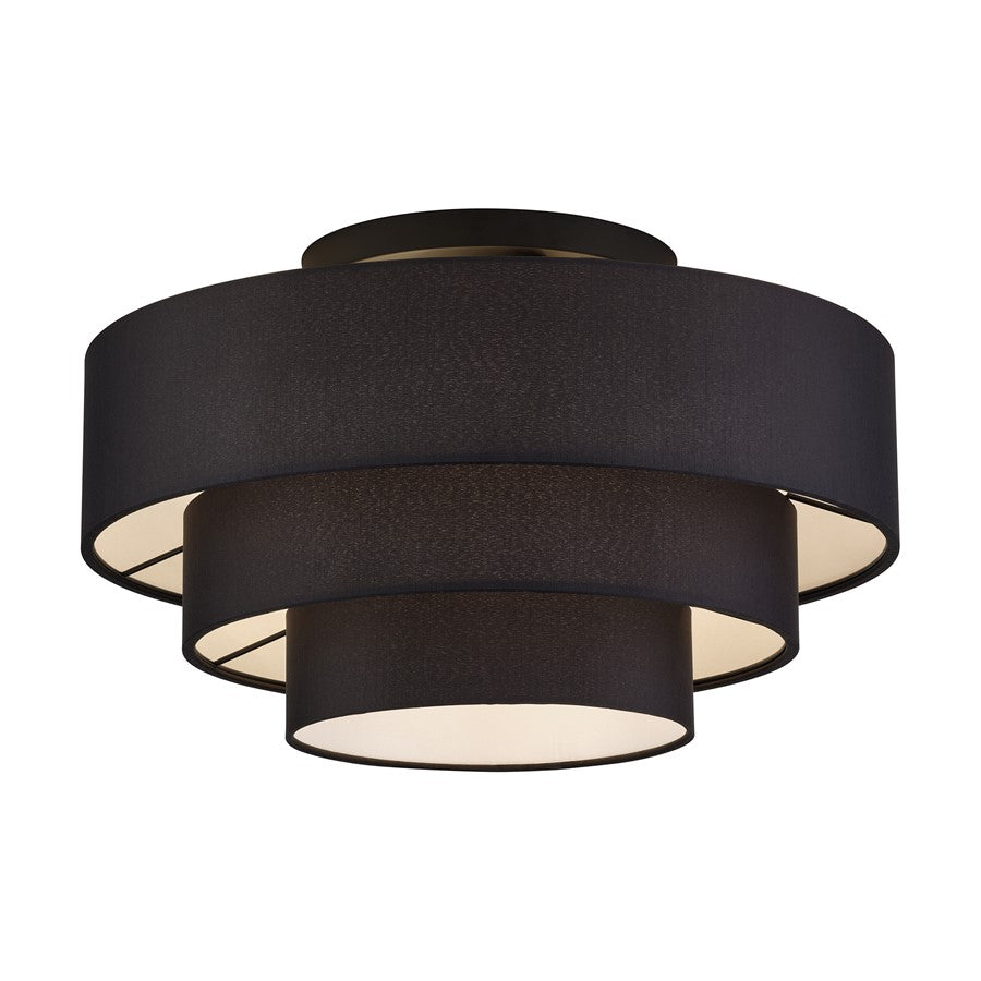 Livex Bainbridge 4Lt Extra Large Semi-Flush, Black/Black/White