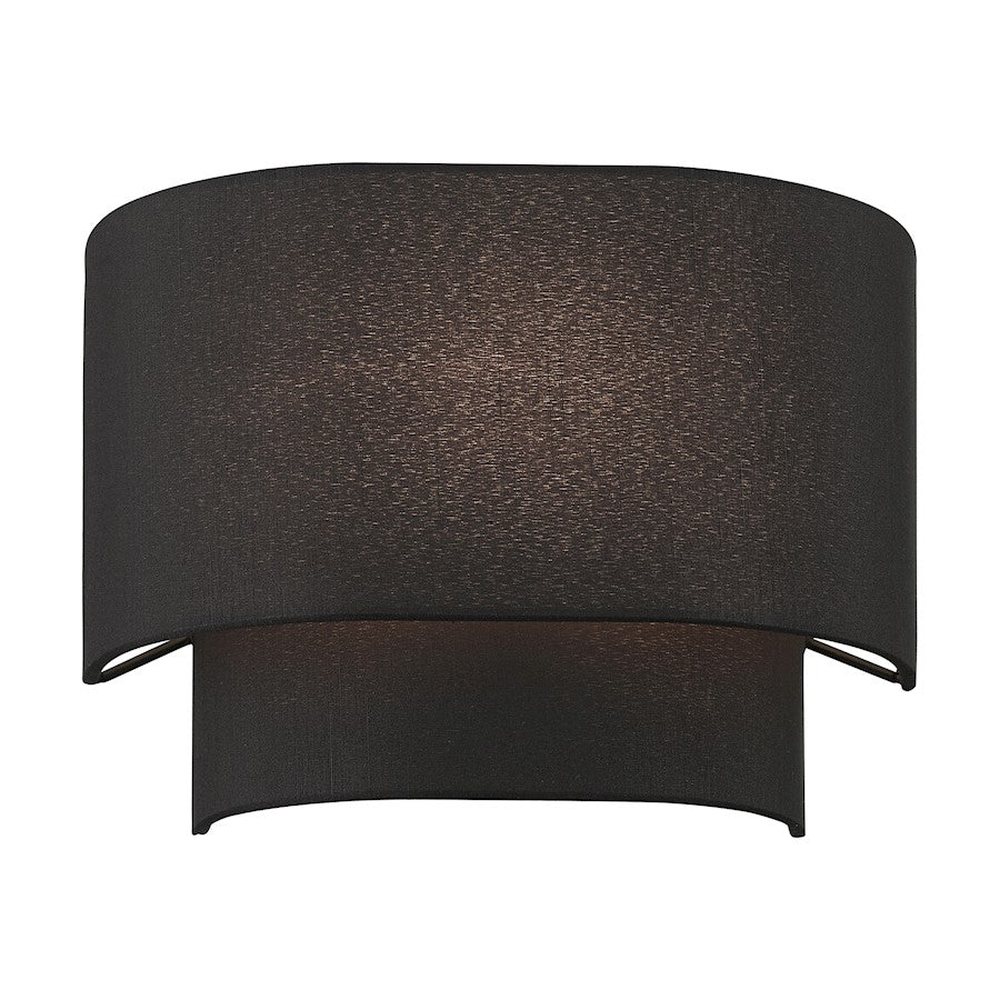 Livex Bainbridge 1 Light ADA Sconce, Black/Black/White