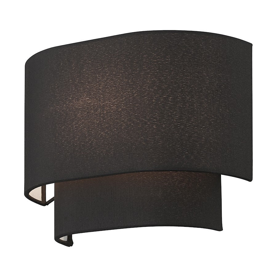 Livex Bainbridge 1 Light ADA Sconce, Black/Black/White