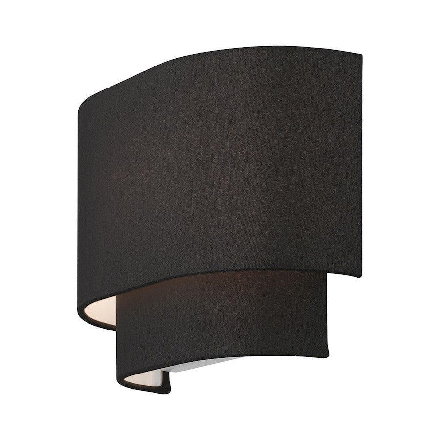 Livex Bainbridge 1 Light ADA Sconce, Black/Black/White
