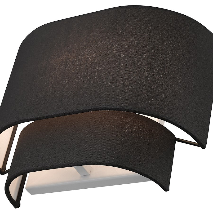 Livex Bainbridge 1 Light ADA Sconce, Black/Black/White
