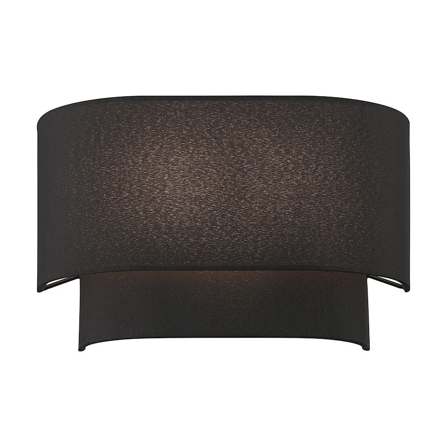 Livex Bainbridge 2 Light ADA Sconce, Black/Black/White