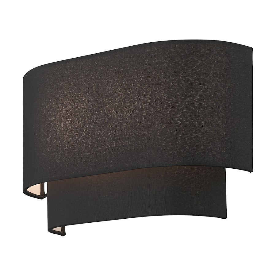 Livex Bainbridge 2 Light ADA Sconce, Black/Black/White