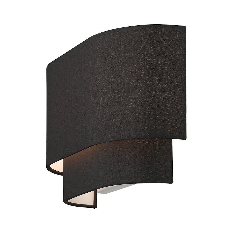 Livex Bainbridge 2 Light ADA Sconce, Black/Black/White