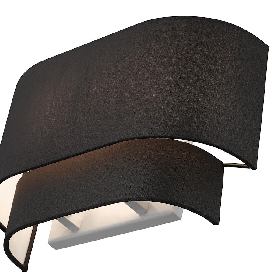 Livex Bainbridge 2 Light ADA Sconce, Black/Black/White