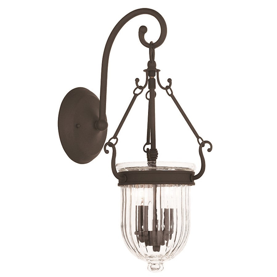 Livex Coventry 2 Light Sconce, Bronze/Hand Crafted Clear Melon Glass