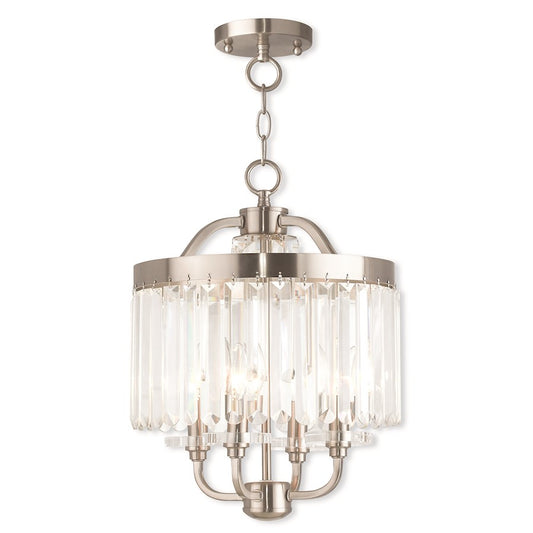 Livex Ashton 4 Light Convertible Mini Chandelier/Ceiling, Nickel