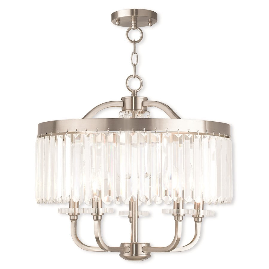 Livex Ashton 5 Light Convertible Chandelier/Ceiling Mount, Nickel