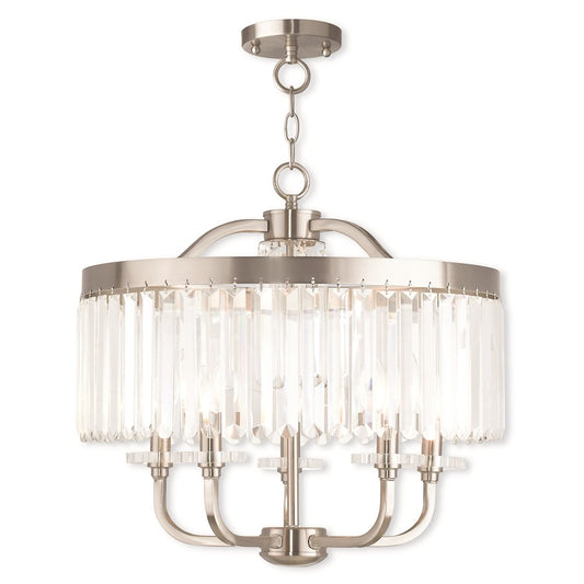 Livex Ashton 5 Light Convertible Chandelier/Ceiling Mount, Nickel