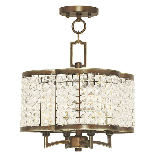 Livex Grammercy 4 Light Convertible, Bronze/Crystals