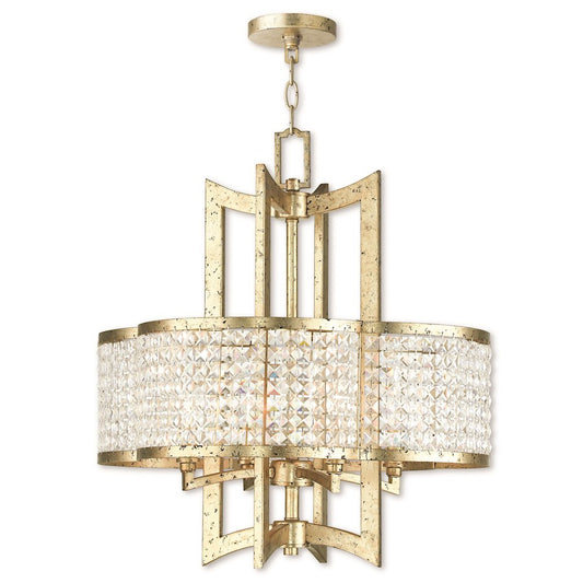 Livex Grammercy 4 Light Chandelier, Hand Applied Winter Gold