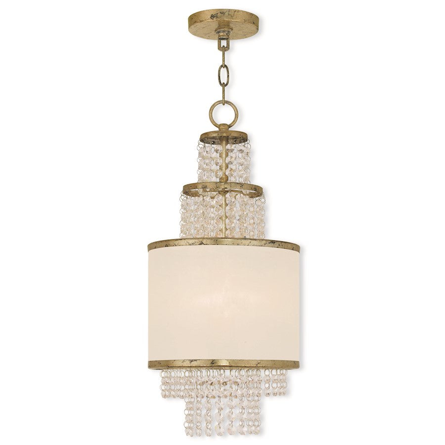 Livex Prescott 2 Light Mini Chandelier, Gold/Crystals/Organza
