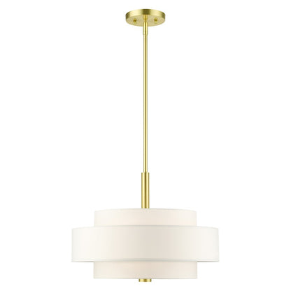 Livex Meridian 4 Light Chandelier, Satin Brass/Off-White