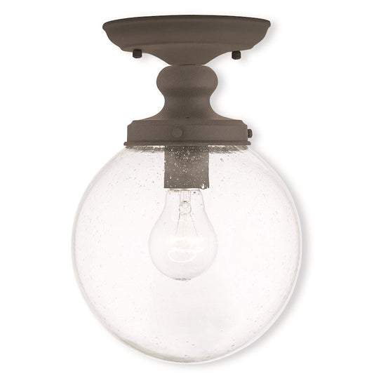 Livex Northampton 1 Light Ceiling Mount, Bronze/Clear Seeded
