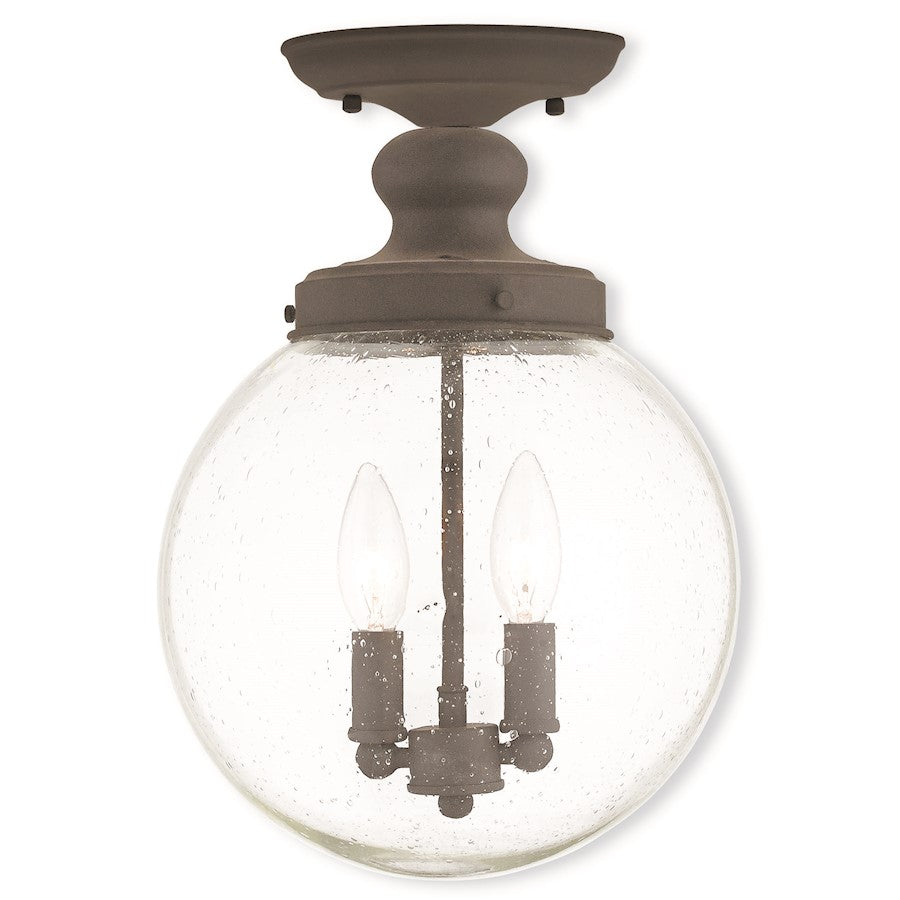 Livex Northampton 2 Light Ceiling Mount, Bronze/Clear Seeded