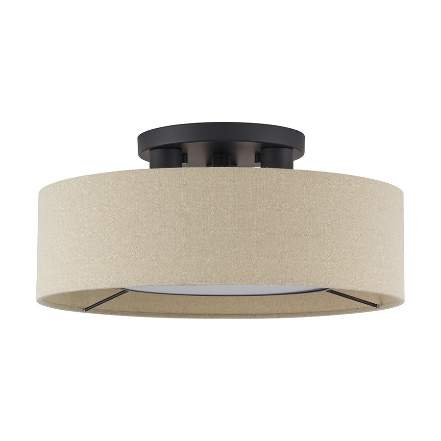 Livex Ellsworth 3Lt Large Semi-Flush, Bronze/Parchment Hardback
