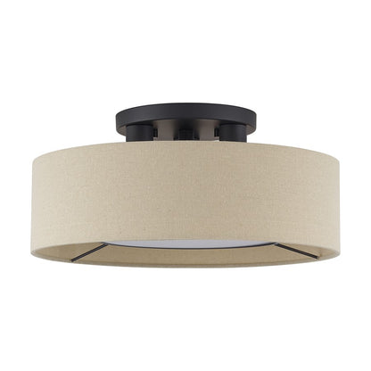 Livex Ellsworth 3Lt Large Semi-Flush, Bronze/Parchment Hardback