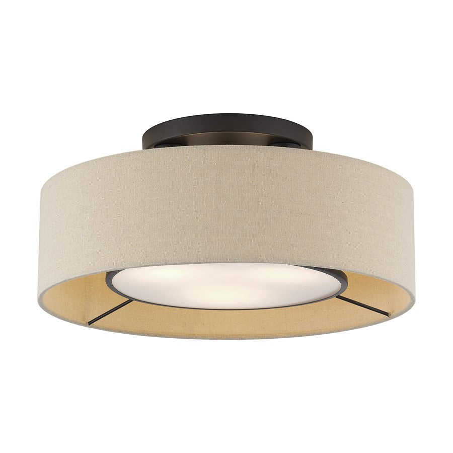 Livex Ellsworth 3Lt Large Semi-Flush, Bronze/Parchment Hardback