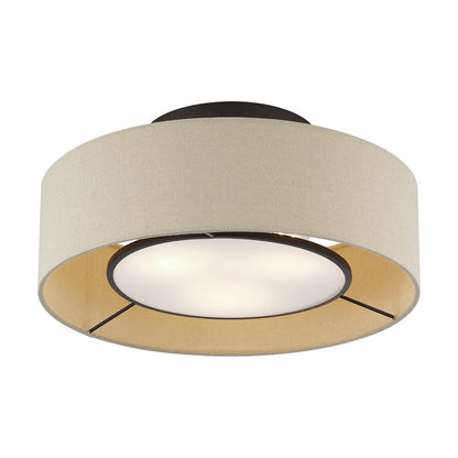 Livex Ellsworth 3Lt Large Semi-Flush, Bronze/Parchment Hardback