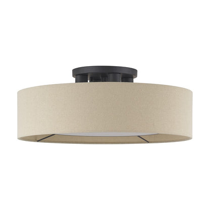 Livex Ellsworth 4Lt Large Semi-Flush, Bronze/Parchment Hardback