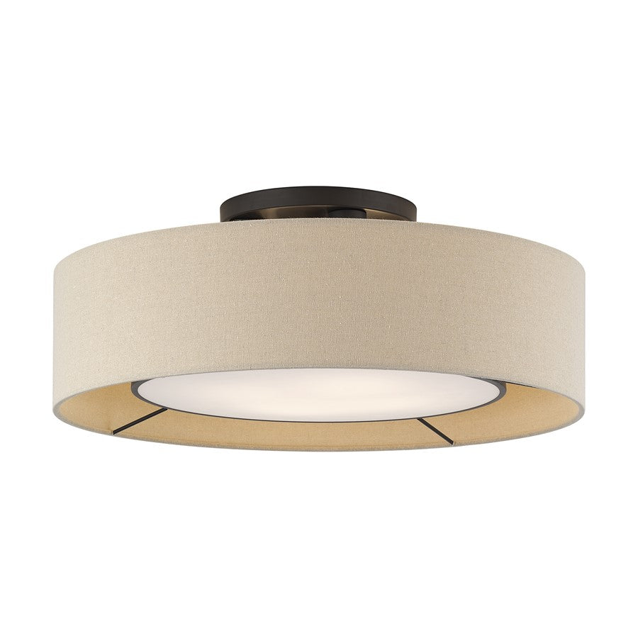 Livex Ellsworth 4Lt Large Semi-Flush, Bronze/Parchment Hardback