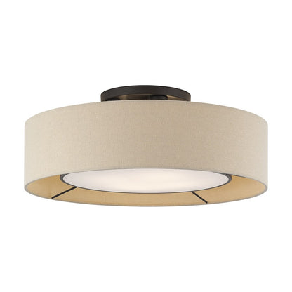 Livex Ellsworth 4Lt Large Semi-Flush, Bronze/Parchment Hardback