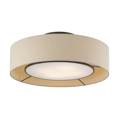 Livex Ellsworth 4Lt Large Semi-Flush, Bronze/Parchment Hardback