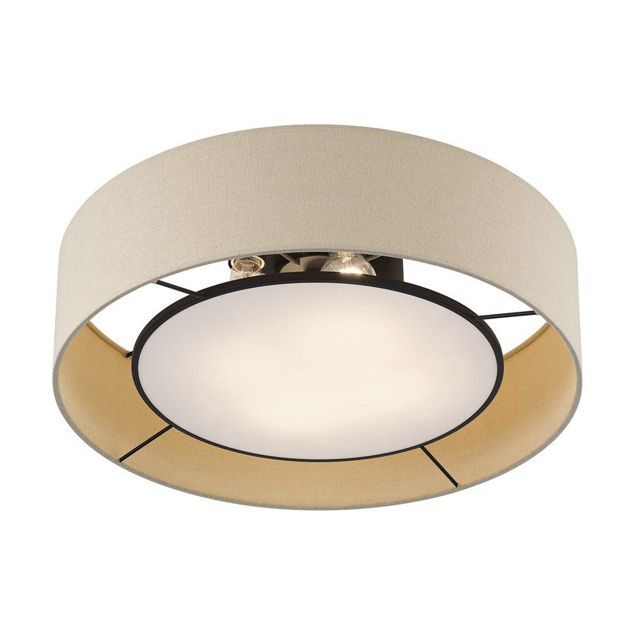 Livex Ellsworth 4Lt Large Semi-Flush, Bronze/Parchment Hardback