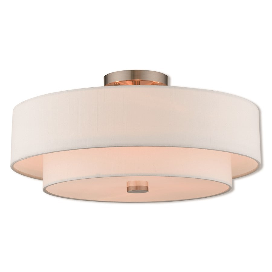Livex Lighting Claremont 4 Light Flush Mount in Brushed Nickel