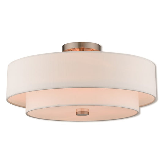 Livex Lighting Claremont 4 Light Flush Mount in Brushed Nickel