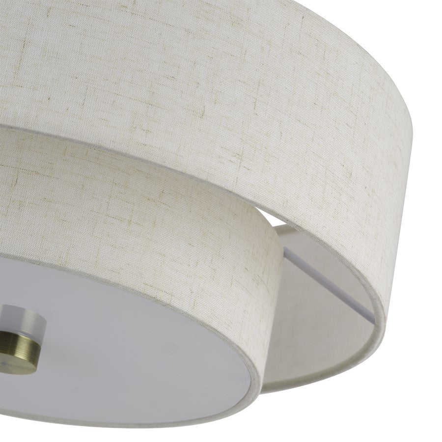 Livex Monroe 2Lt 8" Semi-Flush, Brass/Oatmeal/White