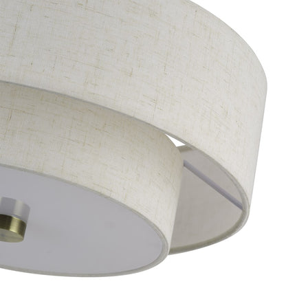 Livex Monroe 3Lt 8" Semi-Flush, Brass/Oatmeal/White