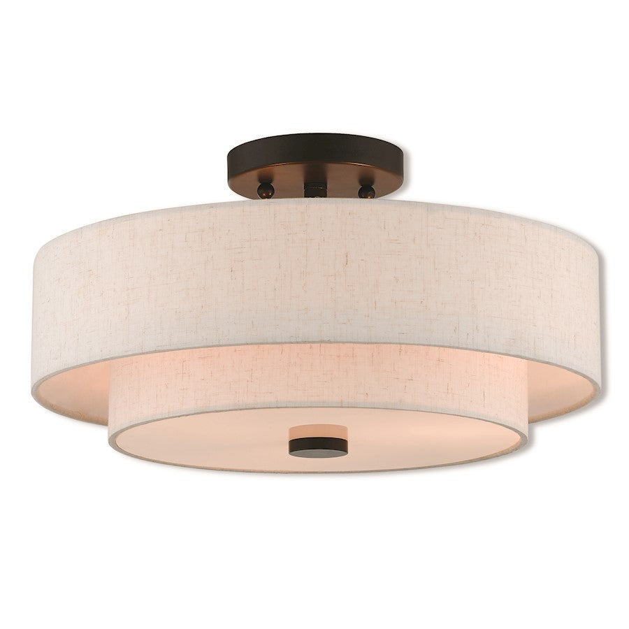Livex Lighting Claremont 3 Light Flush Mount in English Bronze