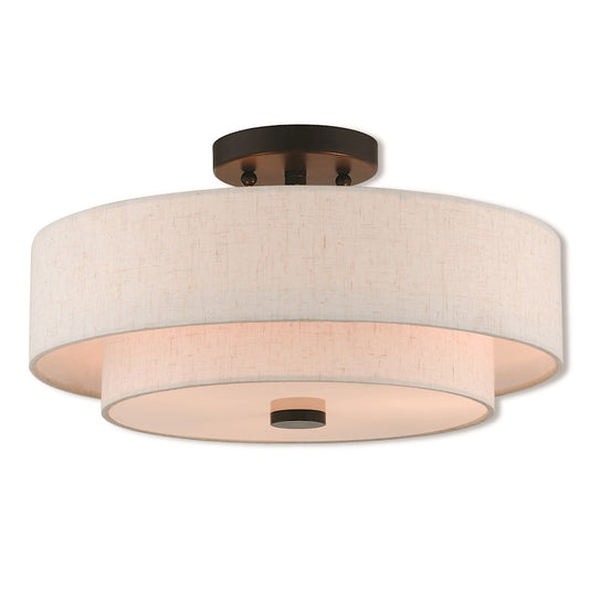 Livex Lighting Claremont 3 Light Flush Mount in English Bronze