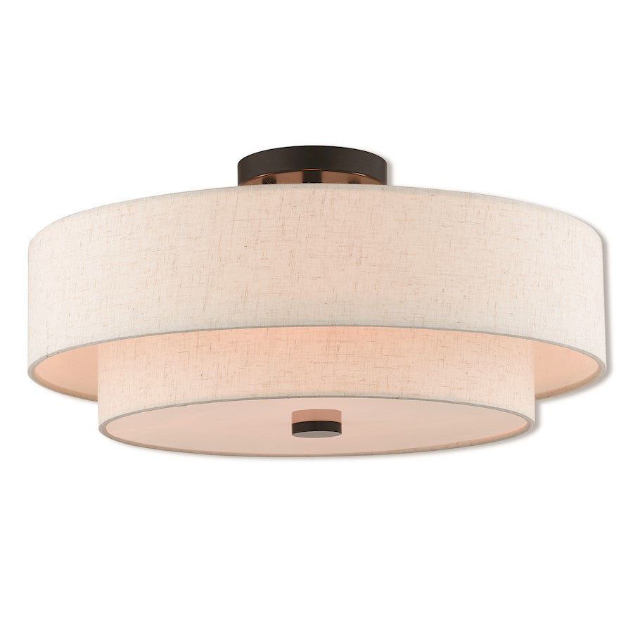 Livex Lighting Claremont 4 Light Flush Mount in English Bronze