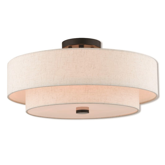 Livex Lighting Claremont 4 Light Flush Mount in English Bronze