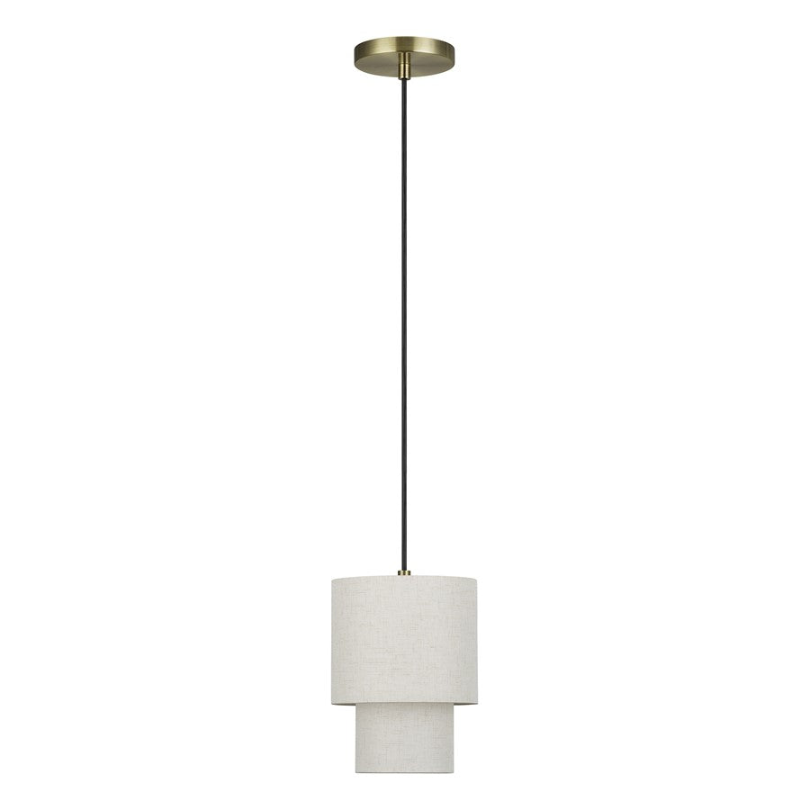Livex Monroe 1Lt 16" Mini Pendant, Brass/Oatmeal/White