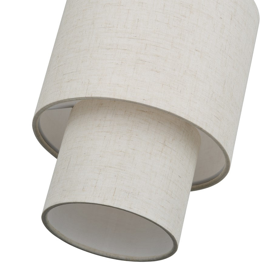 Livex Monroe 1Lt 16" Mini Pendant, Brass/Oatmeal/White
