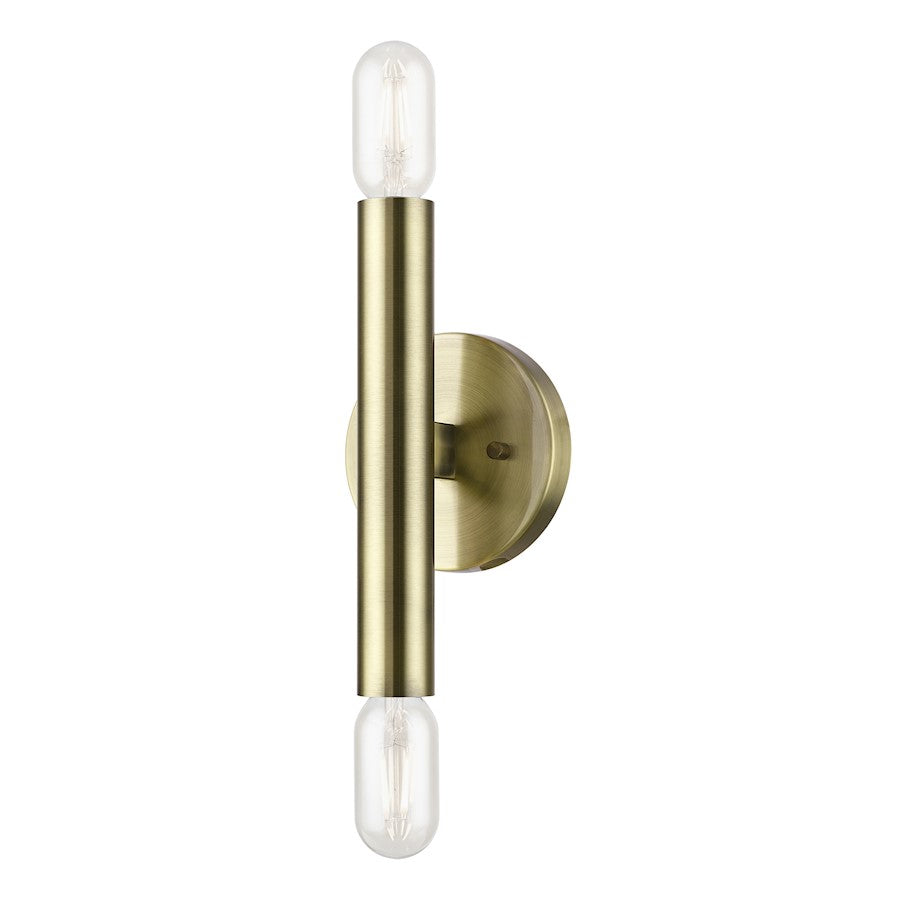 Livex Copenhagen 2 Light ADA 9.8" Wall Sconce, Antique Brass