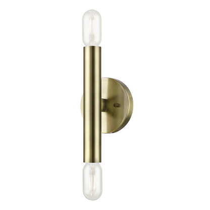 Livex Copenhagen 2 Light ADA 9.8" Wall Sconce, Antique Brass