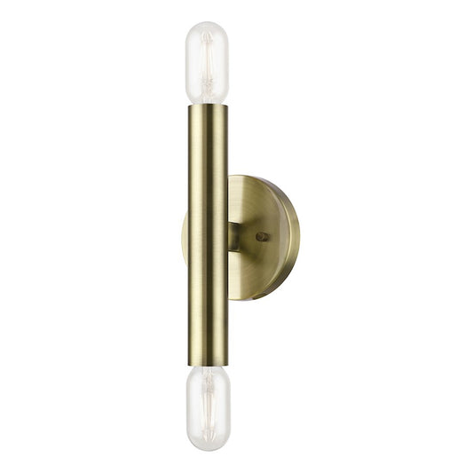 Livex Copenhagen 2 Light ADA 9.8" Wall Sconce, Antique Brass