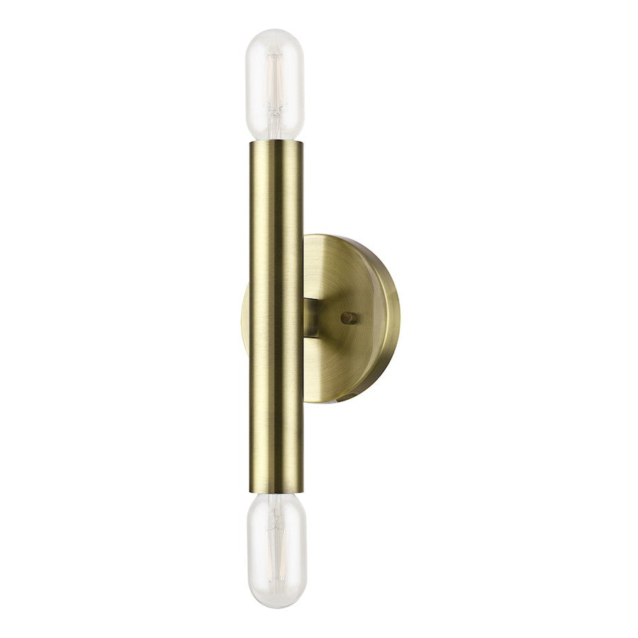 Livex Copenhagen 2 Light ADA 9.8" Wall Sconce, Antique Brass