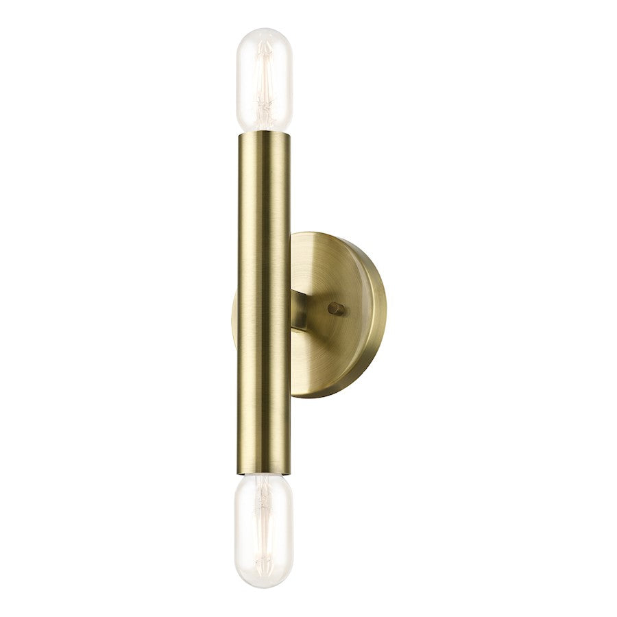 Livex Copenhagen 2 Light ADA 9.8" Wall Sconce, Antique Brass