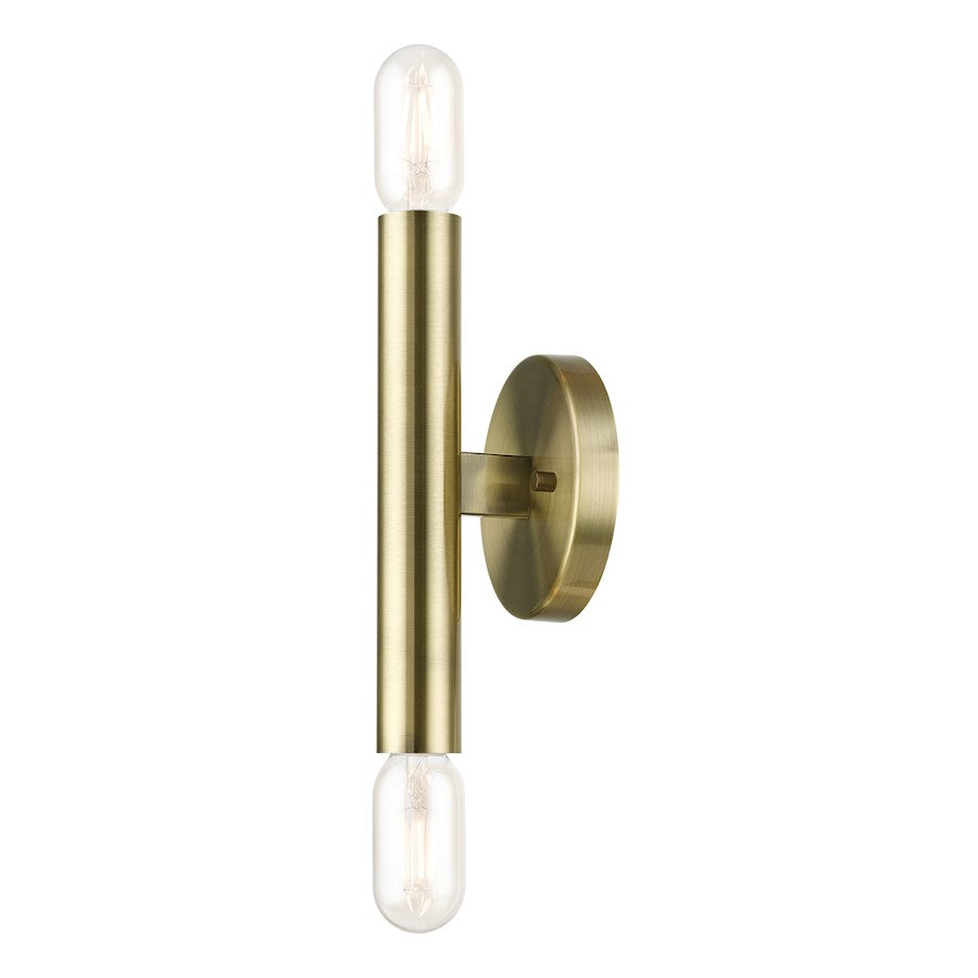 Livex Copenhagen 2 Light ADA 9.8" Wall Sconce, Antique Brass