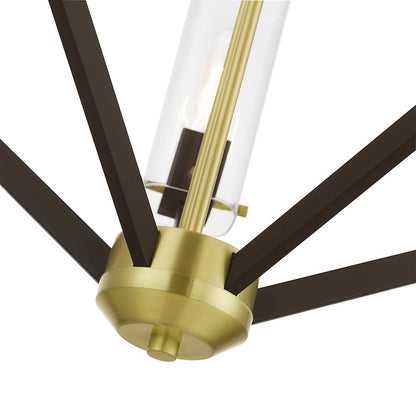 Livex Beckett 5 Light Chandelier, Brass/Bronze/Rounded Clear Square