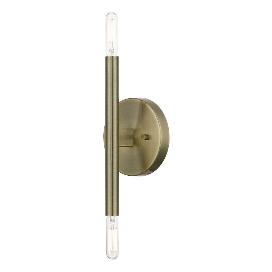 Livex Copenhagen 2 Light ADA 10" Wall Sconce, Antique Brass