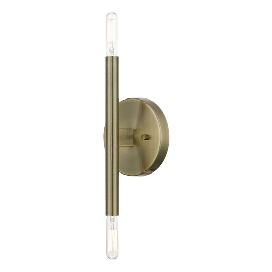 Livex Copenhagen 2 Light ADA 10" Wall Sconce, Antique Brass